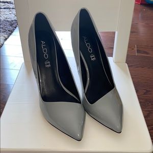 ALDO blue patent heels